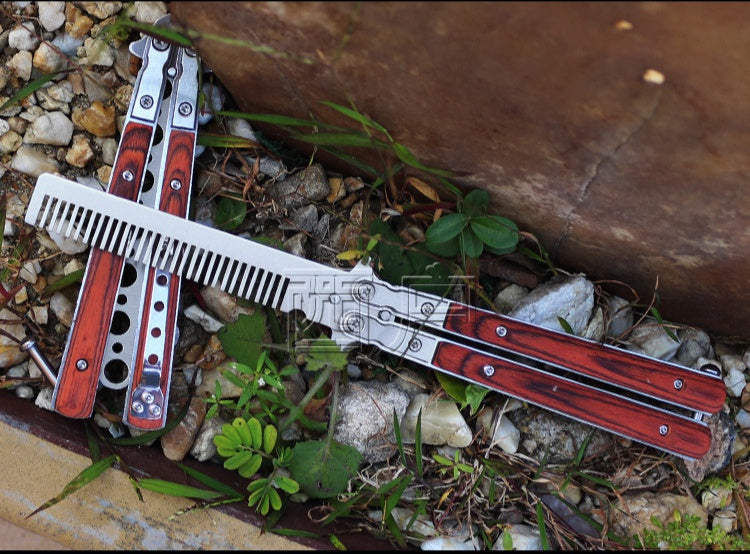 Butterfly practice knife jl27 not edged Yangjiang outdoor knife folding wooden handle factory delivery from stock