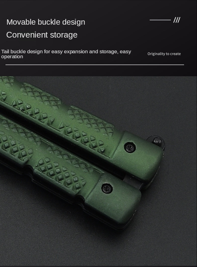 Novice stainless steel field training butterfly comb swing hand folding knife outdoor self-defense portable practice knife