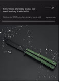 Novice stainless steel field training butterfly comb swing hand folding knife outdoor self-defense portable practice knife