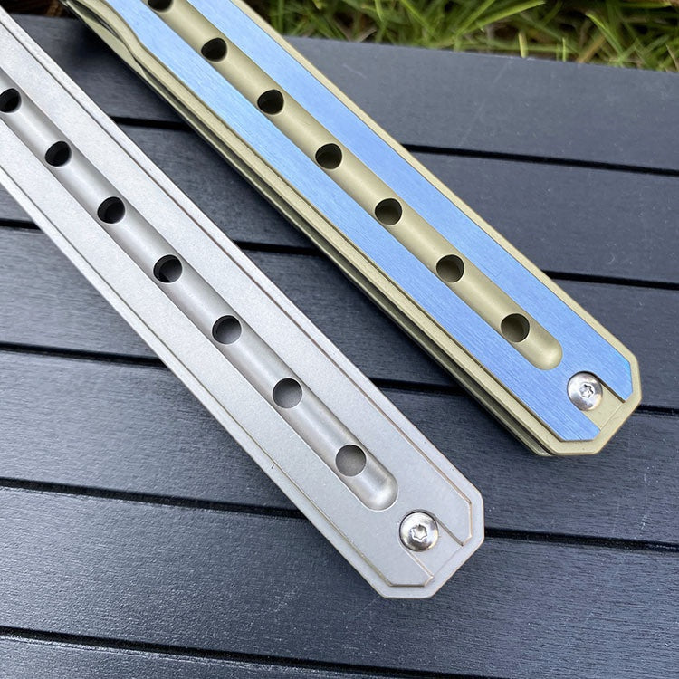 Multifunctional outdoor high hardness titanium alloy folding knife bearing D2 steel folding knife EDC survival knife