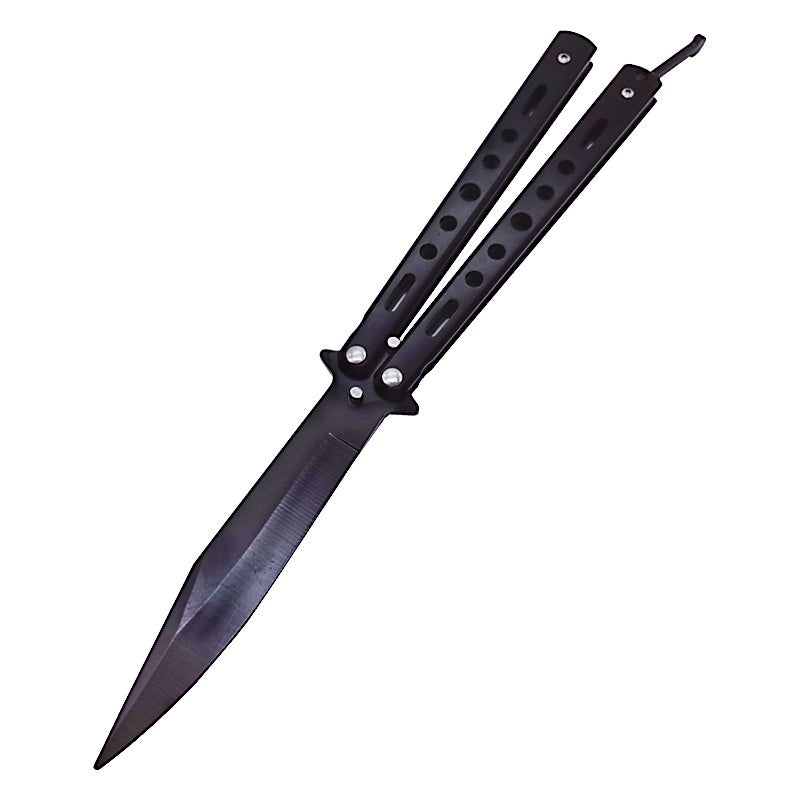 Outdoor camping practice knife bladed butterfly comb, stainless steel safety throwing comb, folding comb training tool for beginners