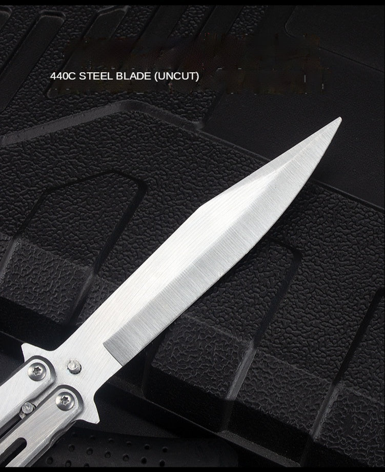 Outdoor camping practice knife bladed butterfly comb, stainless steel safety throwing comb, folding comb training tool for beginners