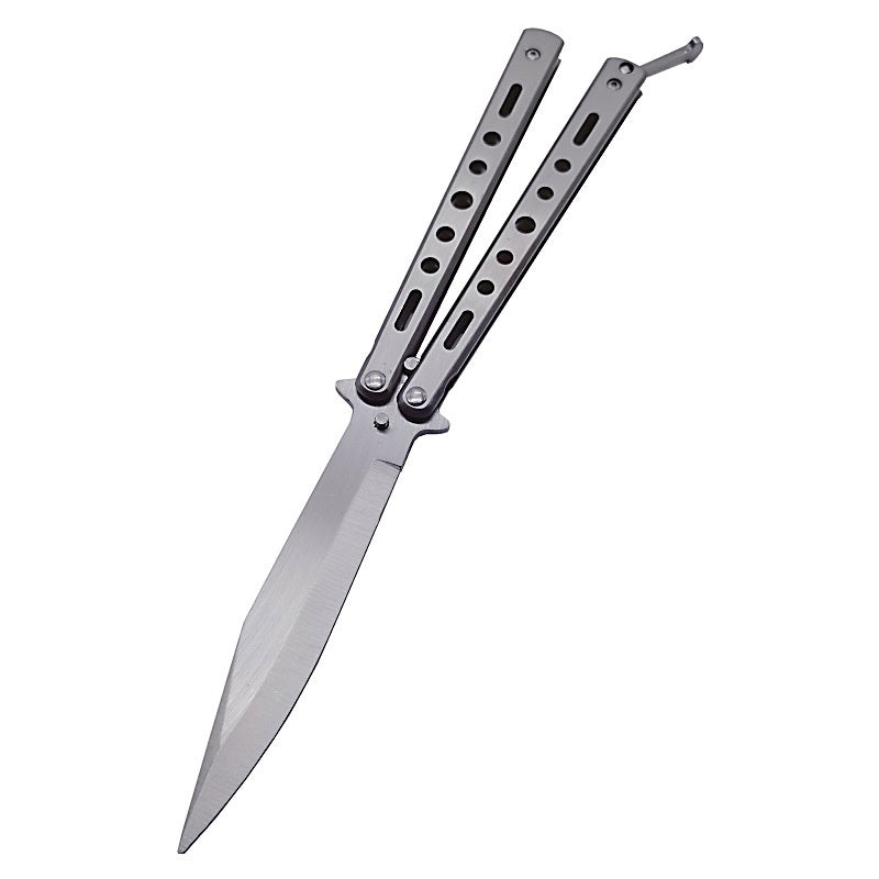 Outdoor camping practice knife bladed butterfly comb, stainless steel safety throwing comb, folding comb training tool for beginners