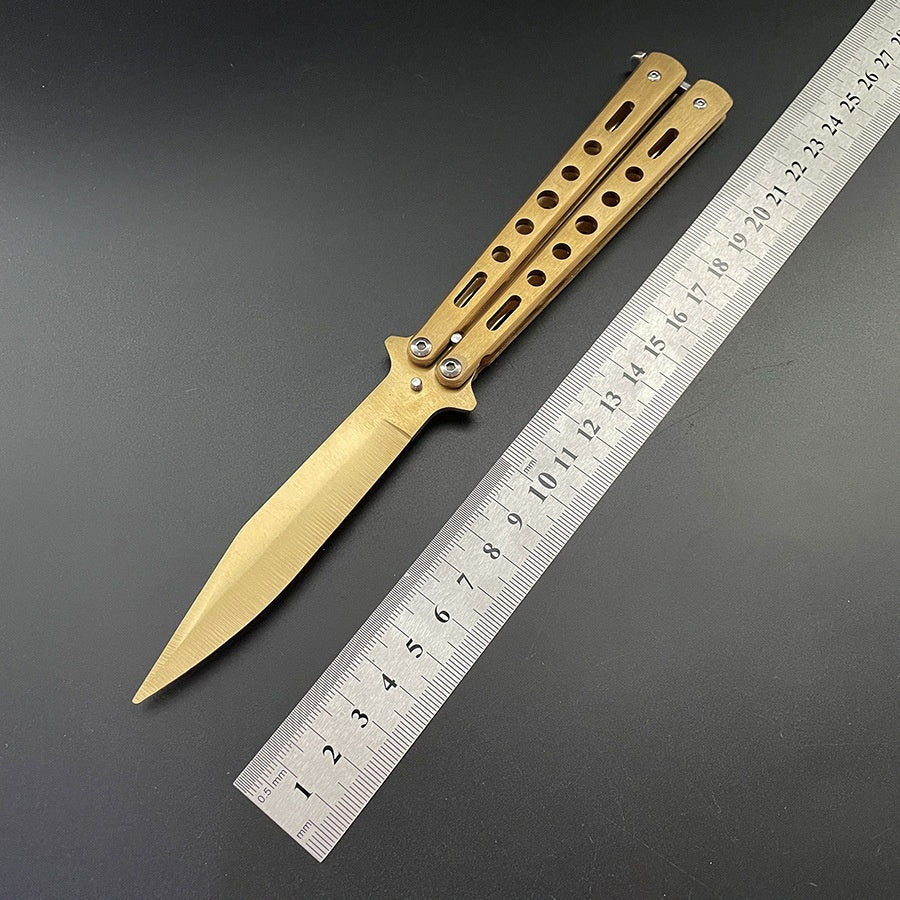 Outdoor camping practice knife bladed butterfly comb, stainless steel safety throwing comb, folding comb training tool for beginners