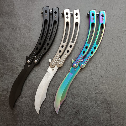 New Butterfly Folding Knife Butterfly Knife Scimitar All-steel Butterfly Practice Shake Knife Outdoor Play Cool Knife Spot CSGO