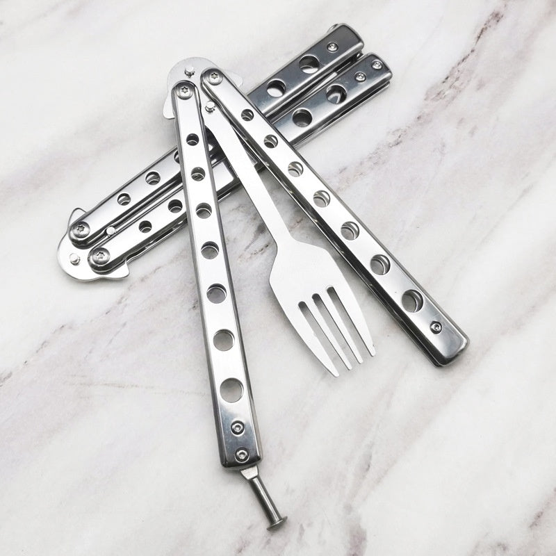 Game flailing knife stainless steel practice knife butterfly knife CSGO practice knife folding knife end play knife practice flailing knife