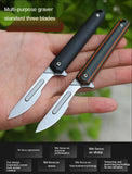Portable Pocket Knife Folding Utility Knife Carving Knife Scalpel G10 Bearing No. 24 Carbon Steel Blade Knife