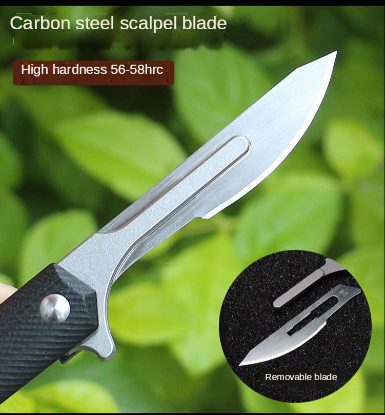 Portable Pocket Knife Folding Utility Knife Carving Knife Scalpel G10 Bearing No. 24 Carbon Steel Blade Knife