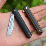 Portable Pocket Knife Folding Utility Knife Carving Knife Scalpel G10 Bearing No. 24 Carbon Steel Blade Knife