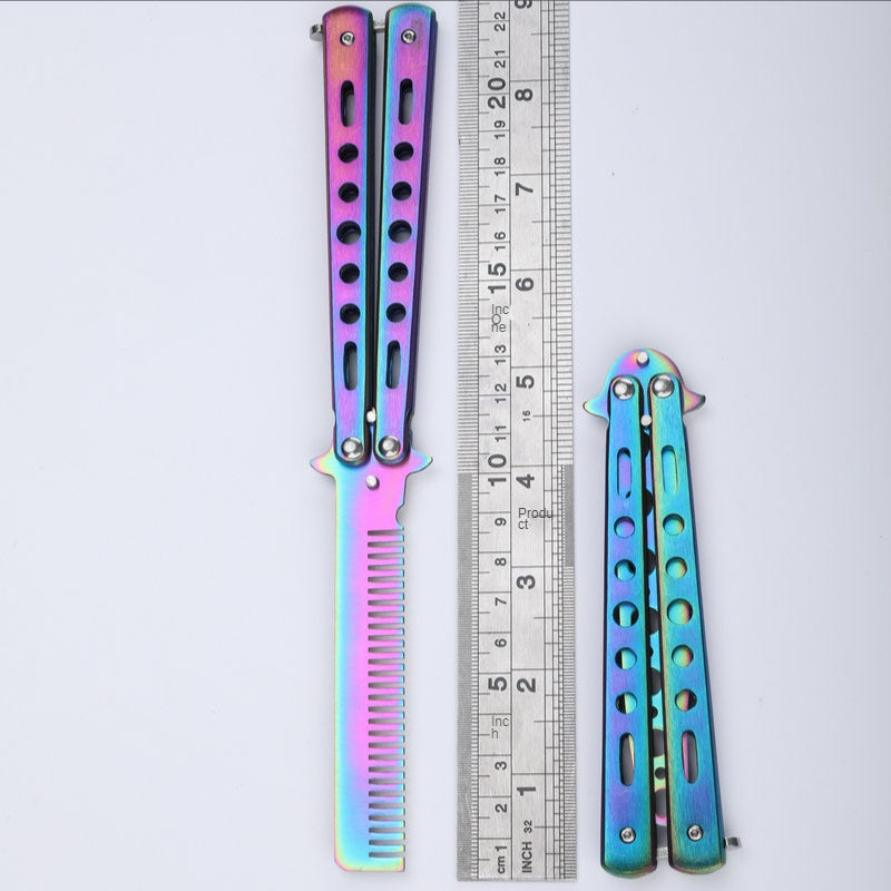 The butterfly comb is not edged practice knife color titanium butterfly knife color practice knife practice knife practice CSgo all-steel swing knife