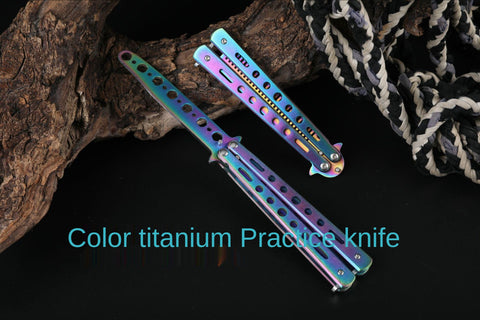 The butterfly comb is not edged practice knife color titanium butterfly knife color practice knife practice knife practice CSgo all-steel swing knife