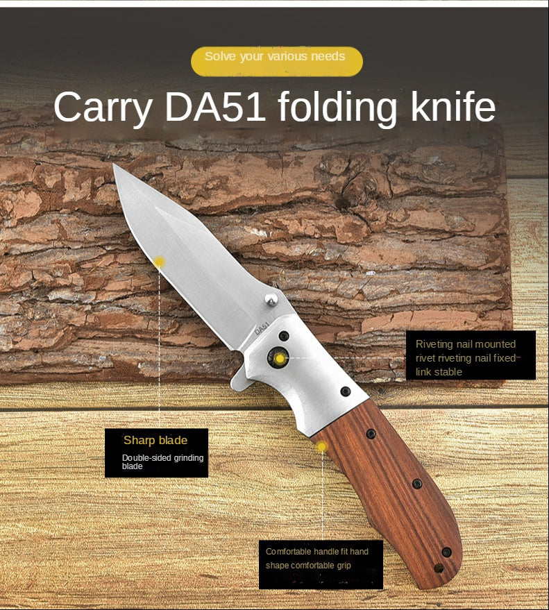 Outdoor portable camping mountaineering self-defense multi-purpose DA51 folding knife outdoor stainless steel knife