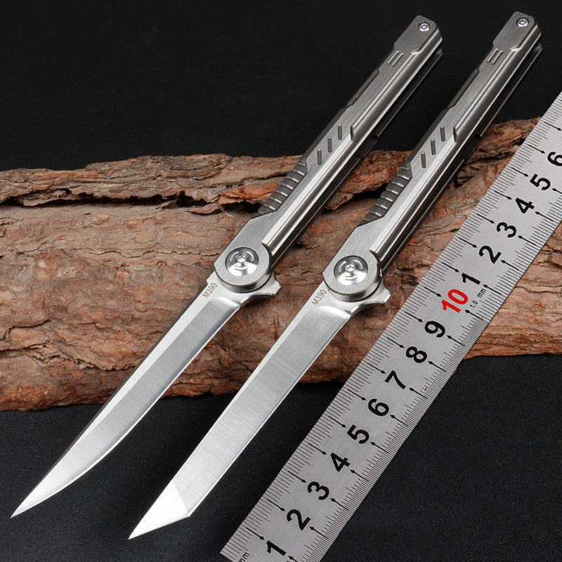 Outdoor wilderness survival tactical knife Pocket Knife with Titanium Handle and Pocket Knife