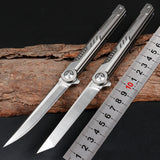 Outdoor wilderness survival tactical knife Pocket Knife with Titanium Handle and Pocket Knife