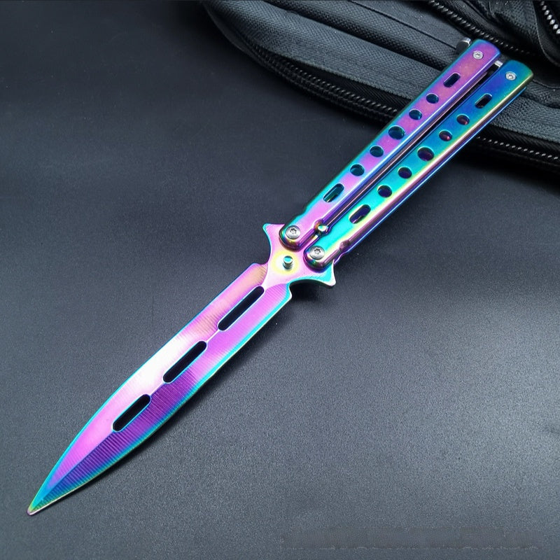 CSGO Fancy Fling Knife Folding Hand Knife Game Training Props Ornamental Knife Unblade Butterfly Comb Practice Knife