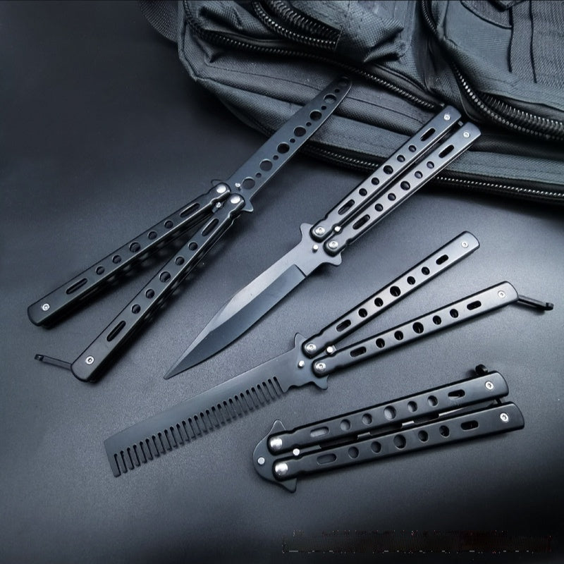 CSGO Fancy Fling Knife Folding Hand Knife Game Training Props Ornamental Knife Unblade Butterfly Comb Practice Knife