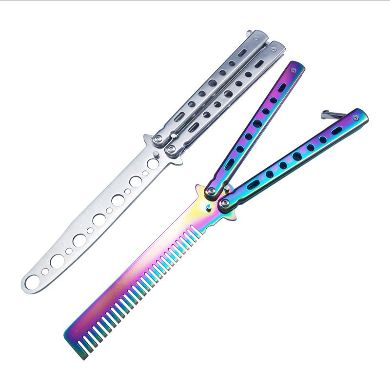 CSGO Fancy Fling Knife Folding Hand Knife Game Training Props Ornamental Knife Unblade Butterfly Comb Practice Knife