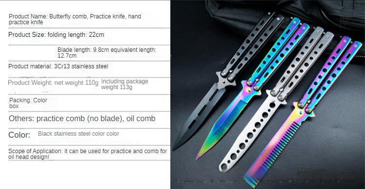 CSGO Fancy Fling Knife Folding Hand Knife Game Training Props Ornamental Knife Unblade Butterfly Comb Practice Knife