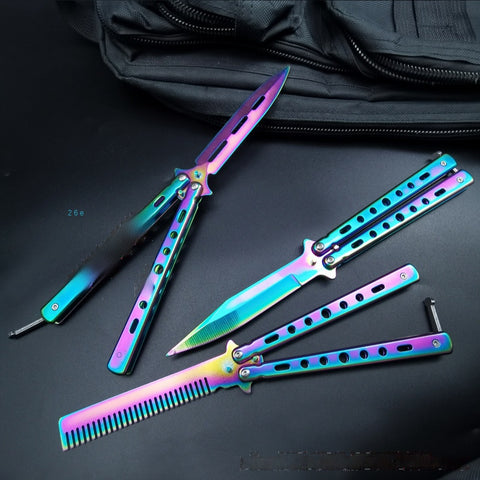 CSGO Fancy Fling Knife Folding Hand Knife Game Training Props Ornamental Knife Unblade Butterfly Comb Practice Knife