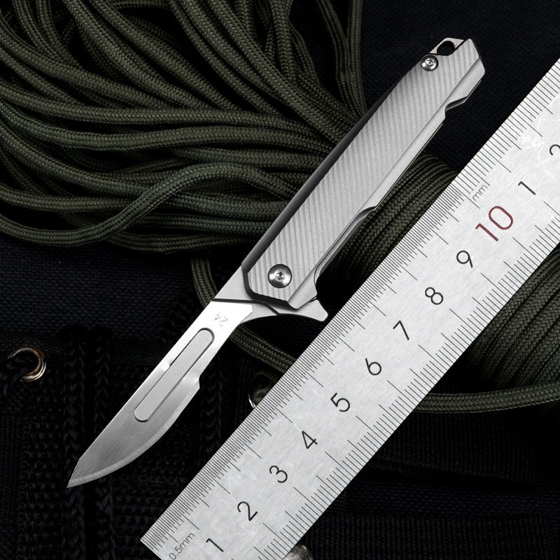Portable Keychain Knife Unpacking Knife Folding Art Carving Knife Carbon Steel Scalpel Veterinary Scalpel