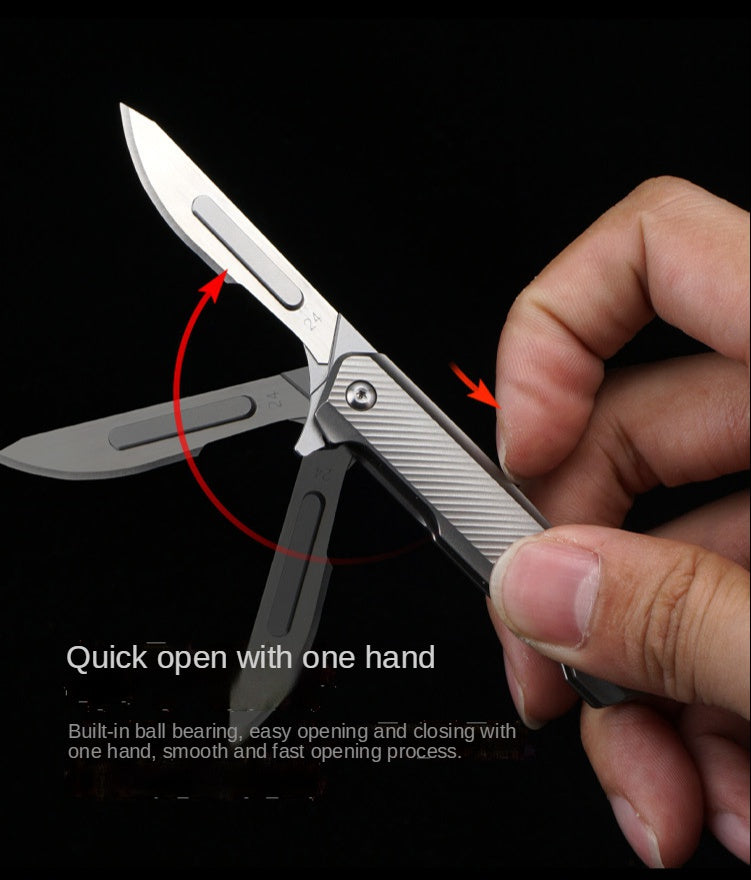 Portable Keychain Knife Unpacking Knife Folding Art Carving Knife Carbon Steel Scalpel Veterinary Scalpel