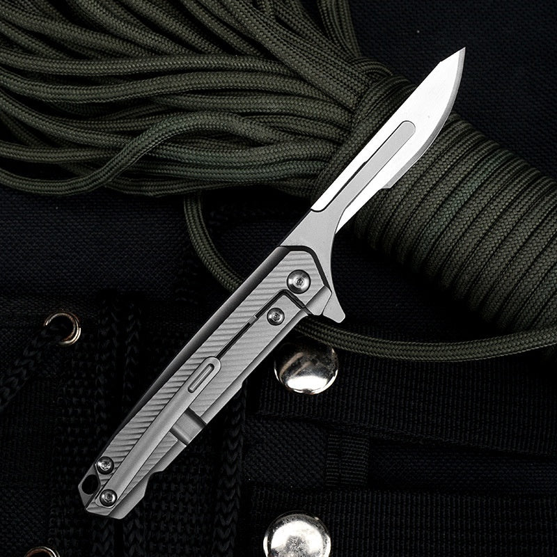 Portable Keychain Knife Unpacking Knife Folding Art Carving Knife Carbon Steel Scalpel Veterinary Scalpel