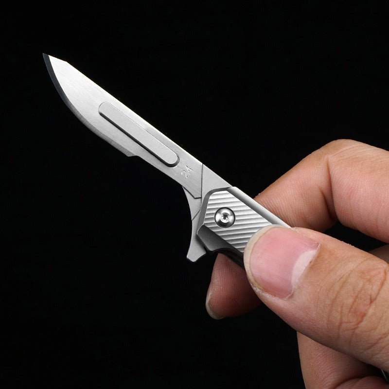 Portable Keychain Knife Unpacking Knife Folding Art Carving Knife Carbon Steel Scalpel Veterinary Scalpel