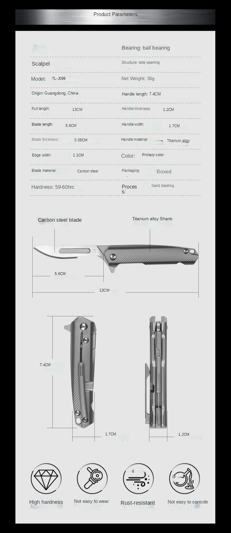 Portable Keychain Knife Unpacking Knife Folding Art Carving Knife Carbon Steel Scalpel Veterinary Scalpel