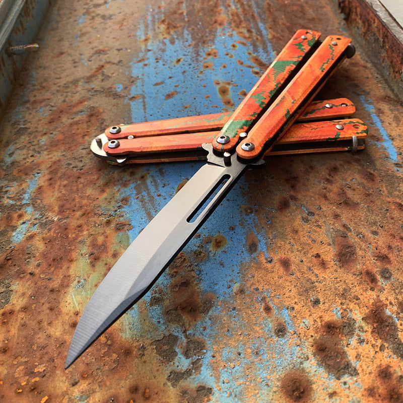 Spot folding practice knife Wolf shield stainless steel outdoor game swing knife unopened decompression training swing knife