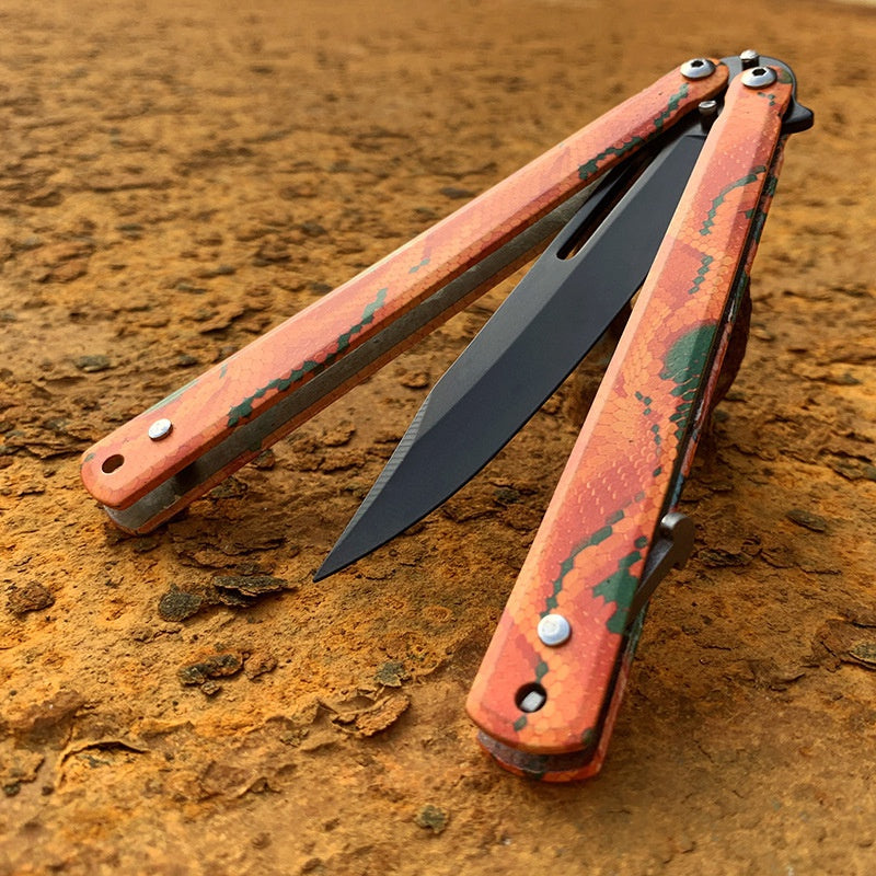 Spot folding practice knife Wolf shield stainless steel outdoor game swing knife unopened decompression training swing knife