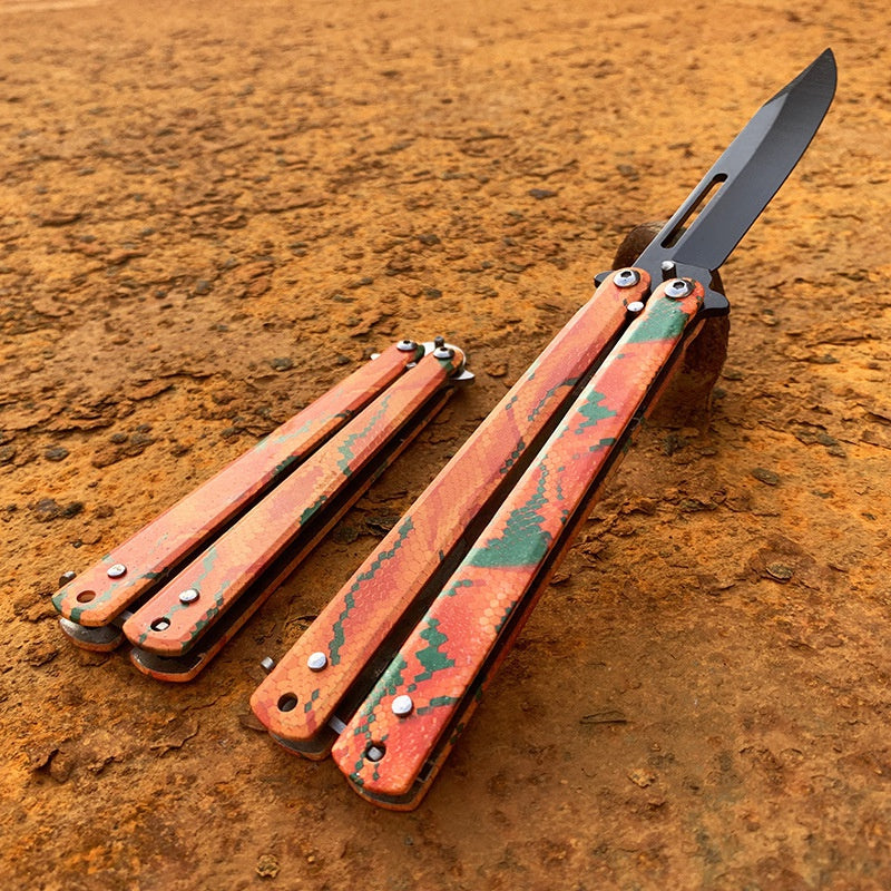 Spot folding practice knife Wolf shield stainless steel outdoor game swing knife unopened decompression training swing knife