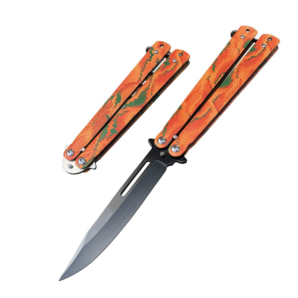 Spot folding practice knife Wolf shield stainless steel outdoor game swing knife unopened decompression training swing knife