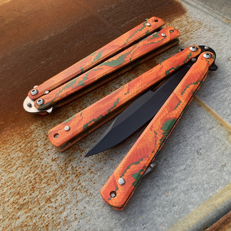 Spot folding practice knife Wolf shield stainless steel outdoor game swing knife unopened decompression training swing knife