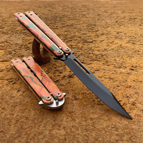 Spot folding practice knife Wolf shield stainless steel outdoor game swing knife unopened decompression training swing knife