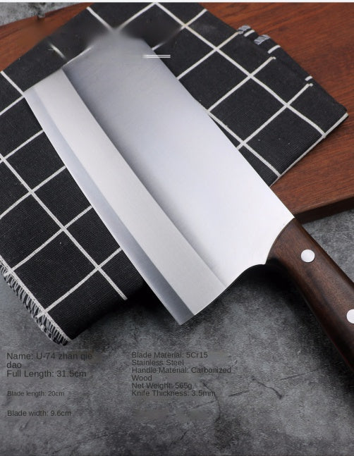 Household Carbonized Wooden Handle Stainless Steel Chopper Kitchen Knife Household Kitchen Slice Knife