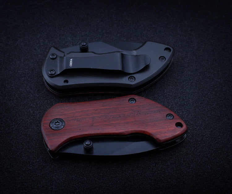 Portable wooden pocket knife with mahogany handle folding knife Portable mini collection knife folding knife fruit knife