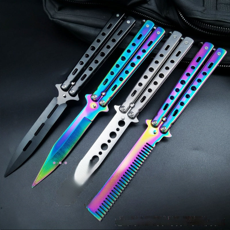Unopened butterfly comb practice knife game training props ornamental knife fancy throwing knife folding practice knife