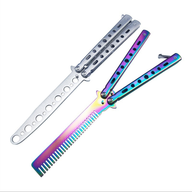 Unopened butterfly comb practice knife game training props ornamental knife fancy throwing knife folding practice knife