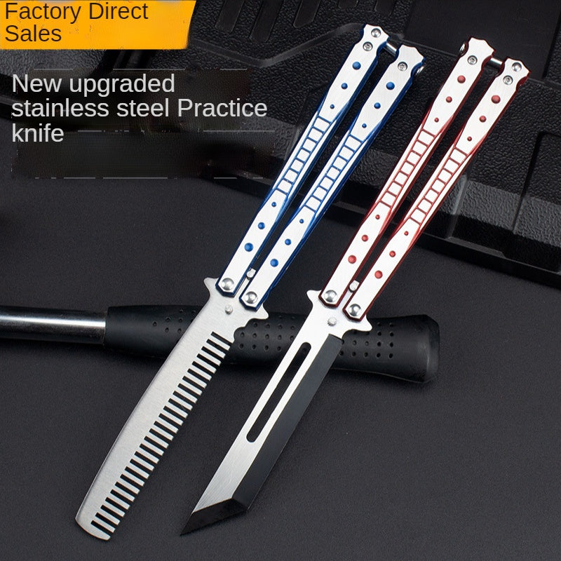 Folding comb unopened butterfly practice knife stainless steel training knife practice throwing knife tool spot for beginners