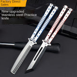 Folding comb unopened butterfly practice knife stainless steel training knife practice throwing knife tool spot for beginners