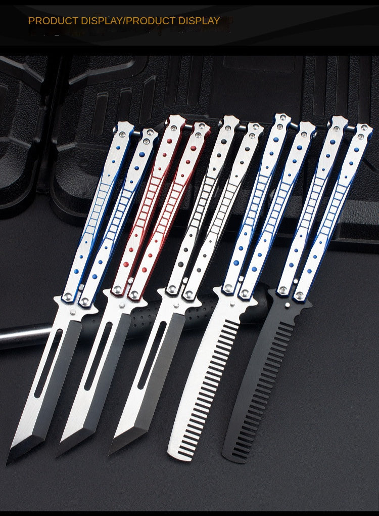 Folding comb unopened butterfly practice knife stainless steel training knife practice throwing knife tool spot for beginners