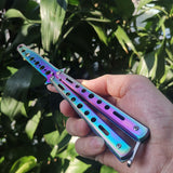 Color titanium butterfly training comb practice swinging knife outdoor cool tool knife (no blade)
