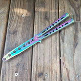 Color titanium butterfly training comb practice swinging knife outdoor cool tool knife (no blade)