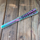 Color titanium butterfly training comb practice swinging knife outdoor cool tool knife (no blade)