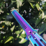 Color titanium butterfly training comb practice swinging knife outdoor cool tool knife (no blade)