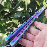 Color titanium butterfly training comb practice swinging knife outdoor cool tool knife (no blade)
