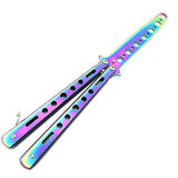 Color titanium butterfly training comb practice swinging knife outdoor cool tool knife (no blade)