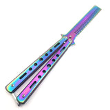 Color titanium butterfly training comb practice swinging knife outdoor cool tool knife (no blade)