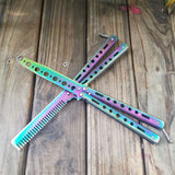 Color titanium butterfly training comb practice swinging knife outdoor cool tool knife (no blade)