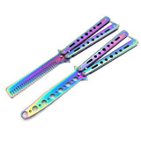 Color titanium butterfly training comb practice swinging knife outdoor cool tool knife (no blade)